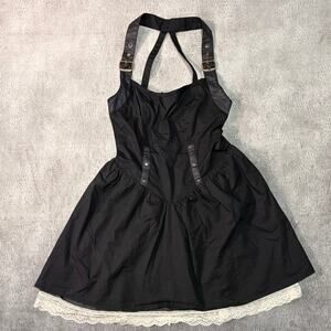 Pinafore Lace Sleeveless Black Mini Dress